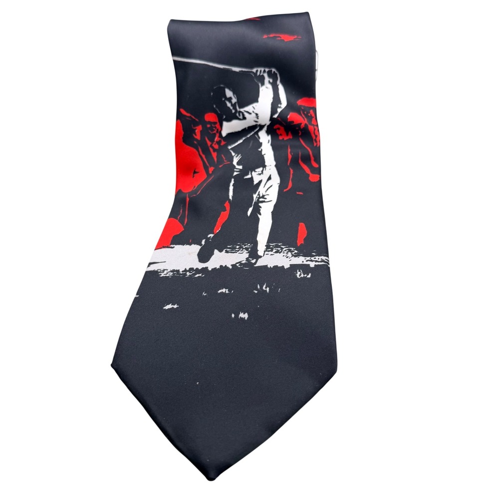 Vintage JCPenney Mens‎ Golf Graphic Necktie Black Red White Novelty Golfer Tie